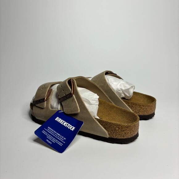 Birkenstock Arizona Waxy Leather Sandals in Tobacco Brown - Picture 3 of 9